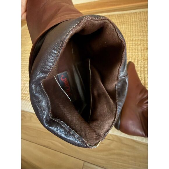 Vintage Nine West Dinah Soft Leather Slouch Ankle Boots Brown Minimalist - Picture 7 of 11